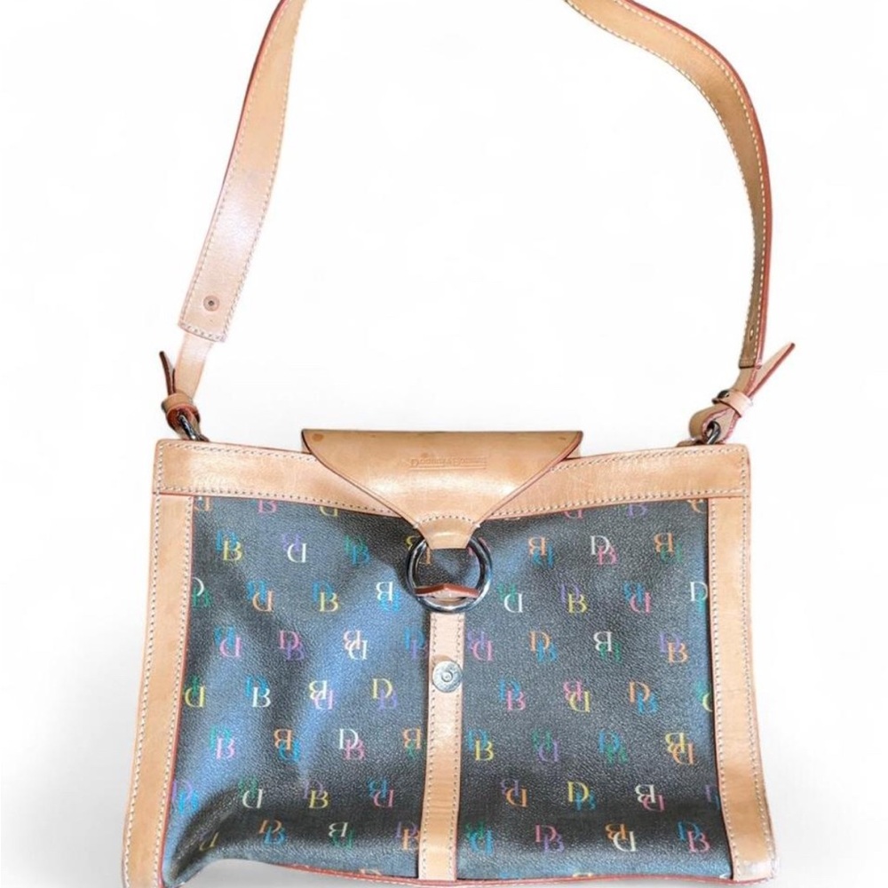 Dooney & Bourke Black and Tan Monogram Shoulder Bag